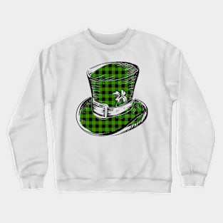 Irish Lucky Clover Leprechaun Hat in Green Plaid Crewneck Sweatshirt